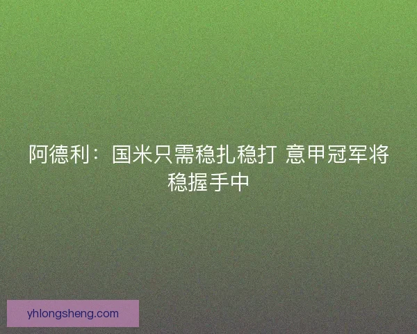 阿德利：国米只需稳扎稳打 意甲冠军将稳握手中